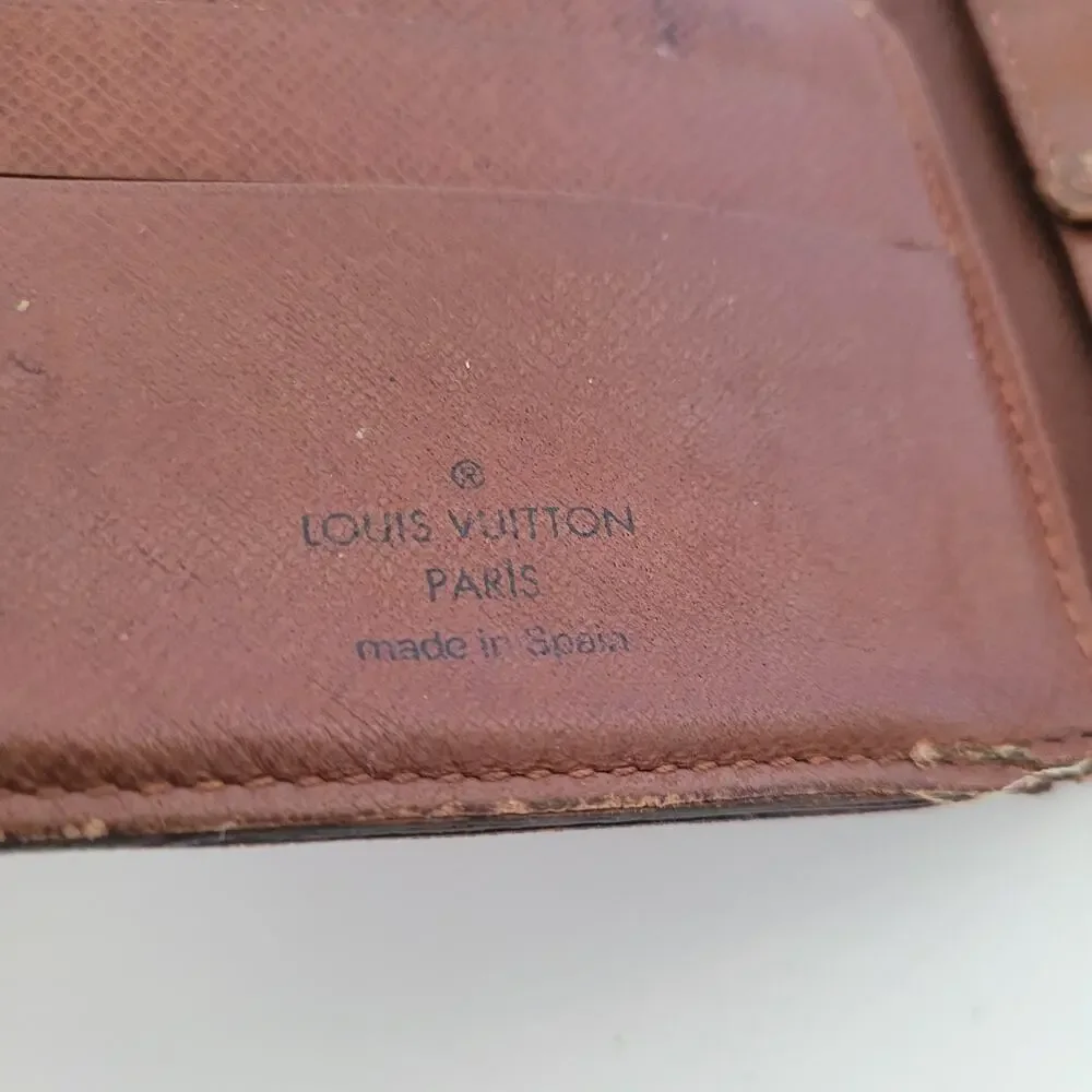 Vintage Louis Vuitton Men's LV Brown Bi-Fold Leather Wallet Monogram Card Bill